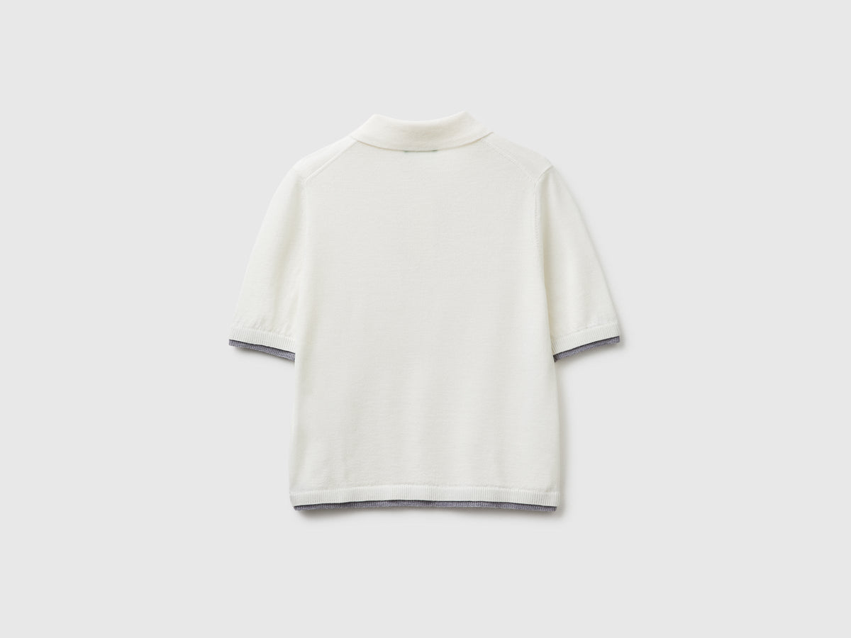 Maglia a polo 100% lana Merino
