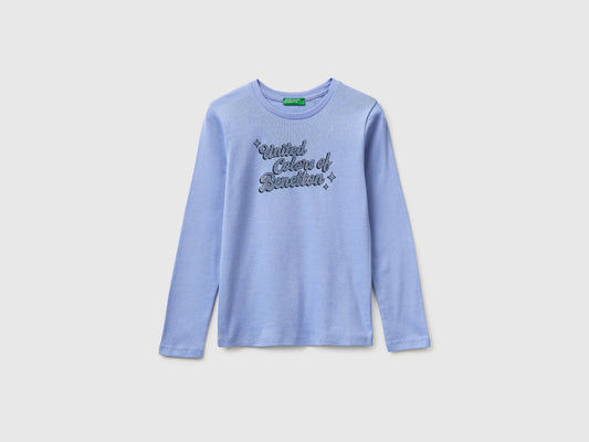 T-shirt con logo glitter in cotone bio