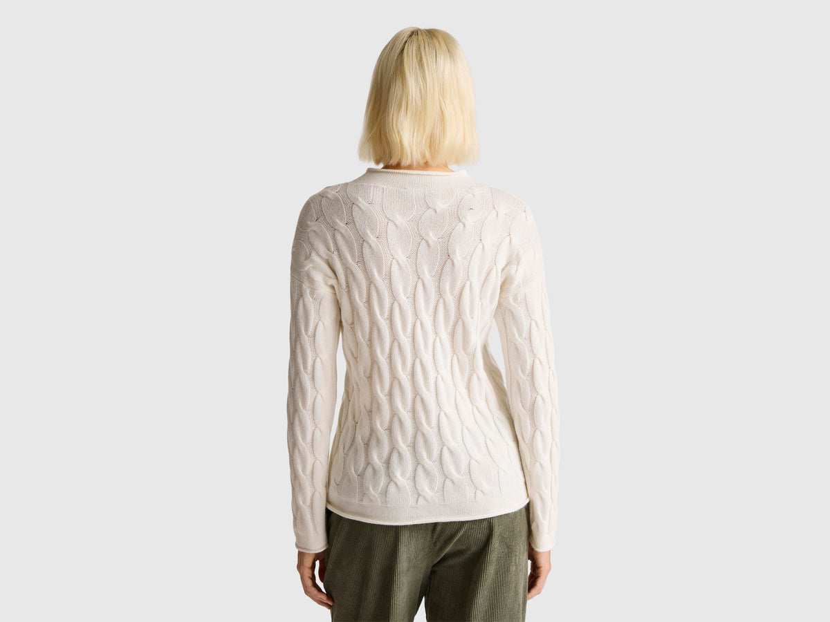 Maglia con trecce in misto cashmere
