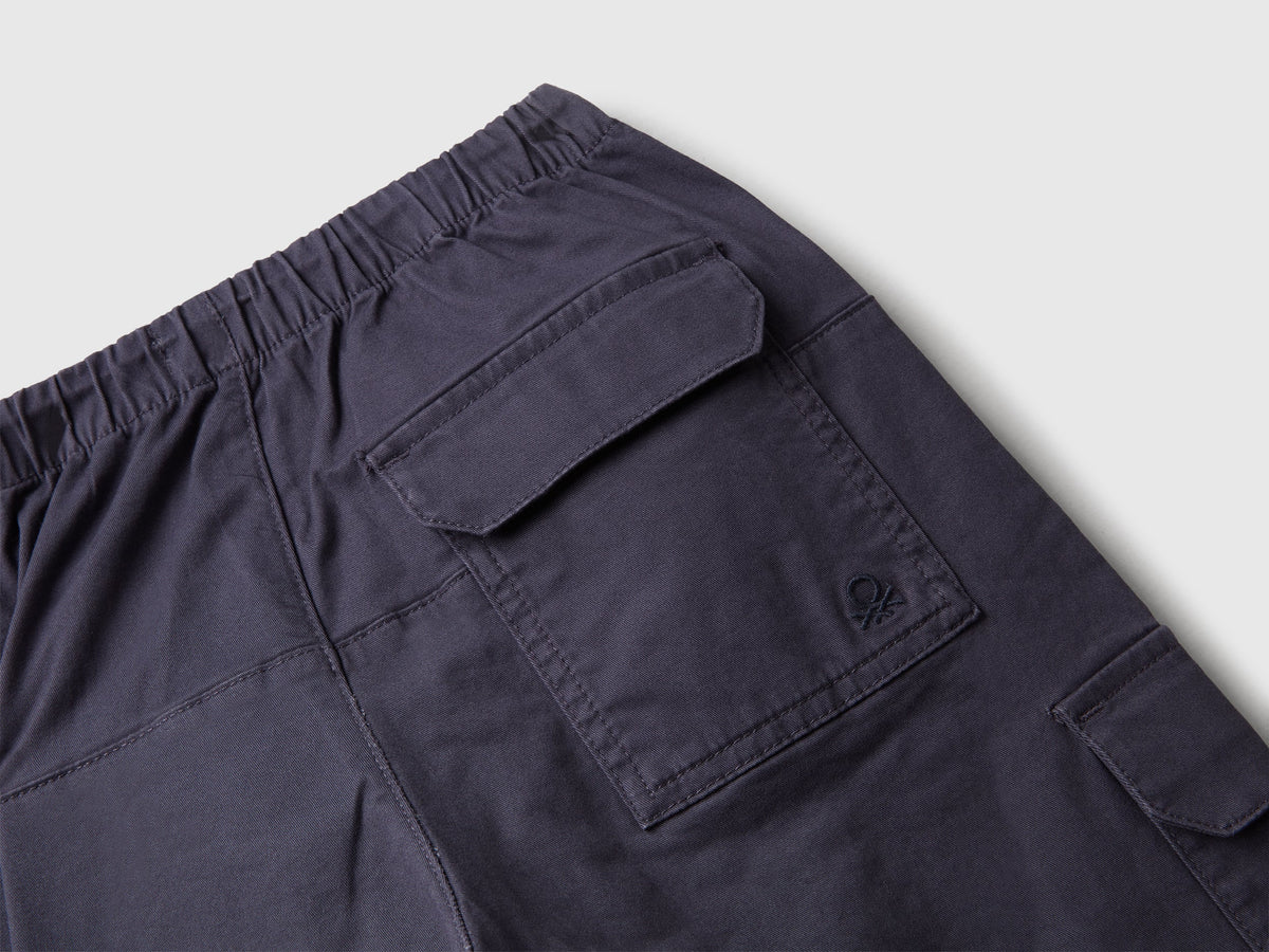 Pantaloni parachute in cotone stretch