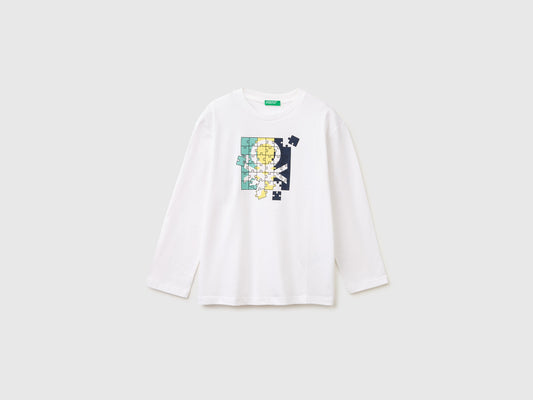 T-shirt con stampa logo in cotone bio