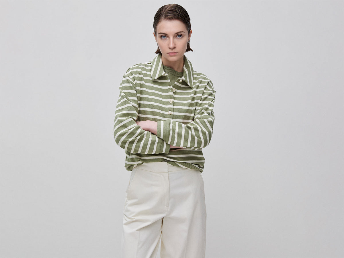 Polo in felpa a righe
