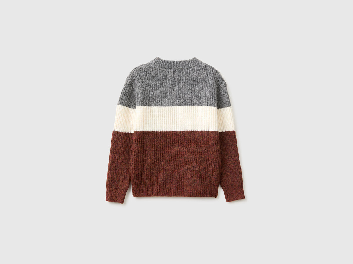 Maglia girocollo a righe in misto lana