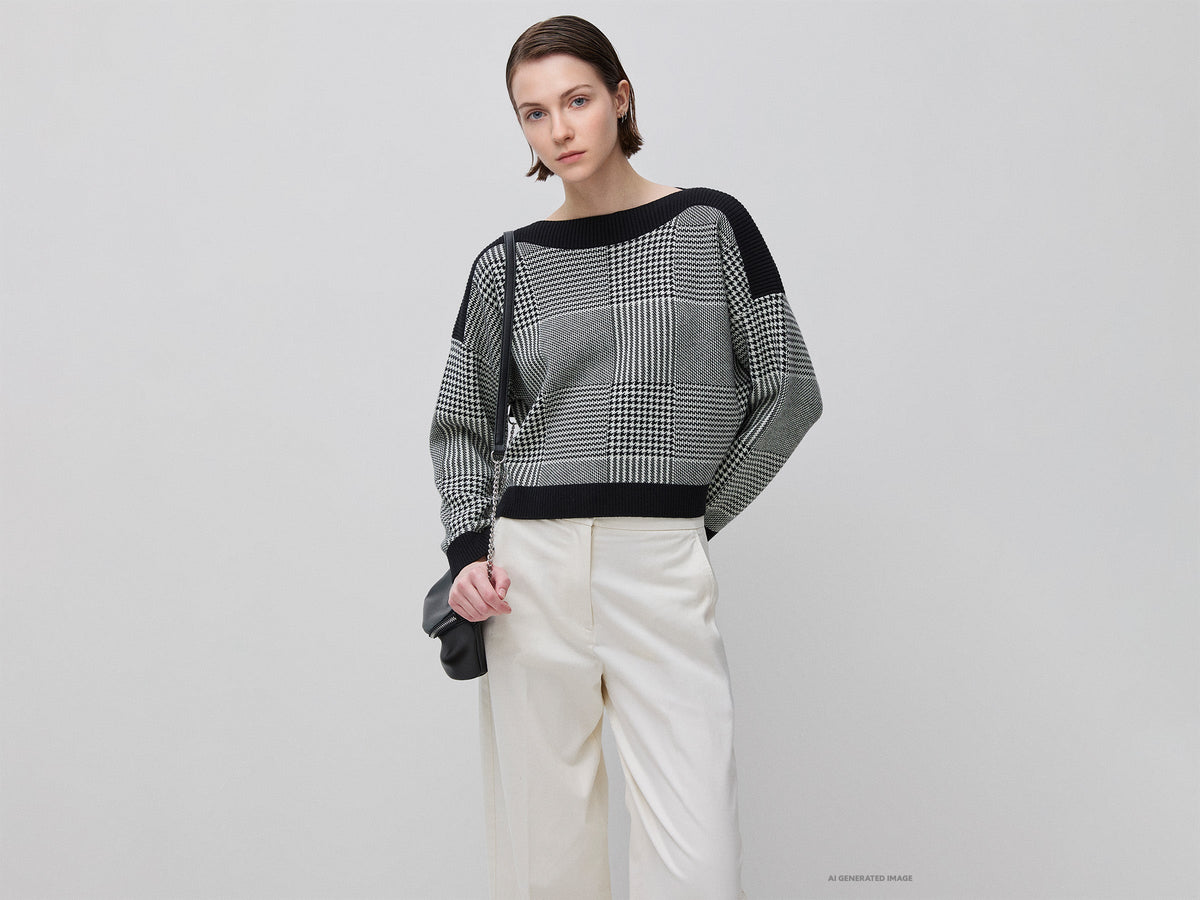 Maglia boxy fit principe di Galles