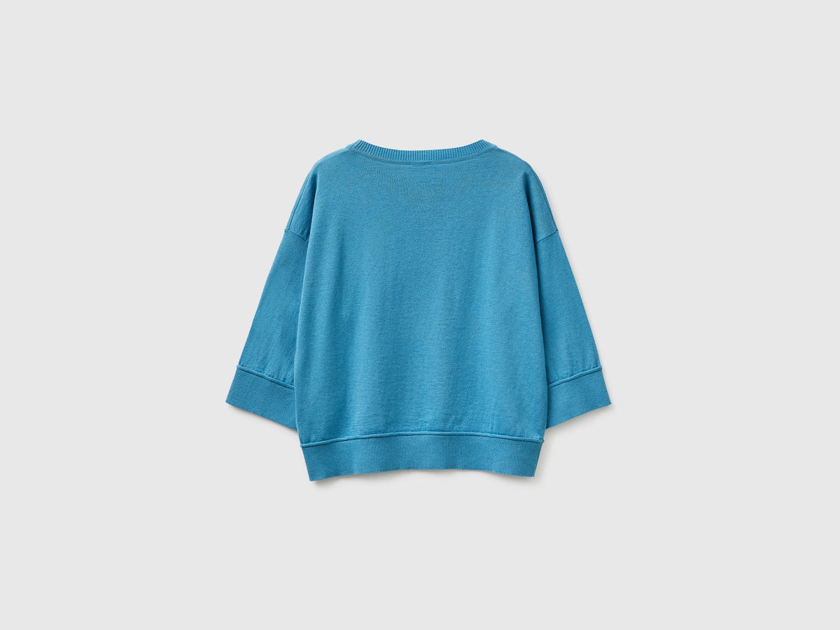 Maglia girocollo in cotone e lana
