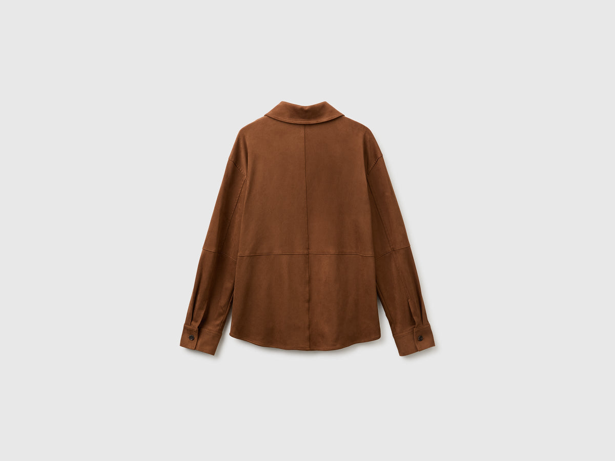 Giacca-camicia effetto scamosciato