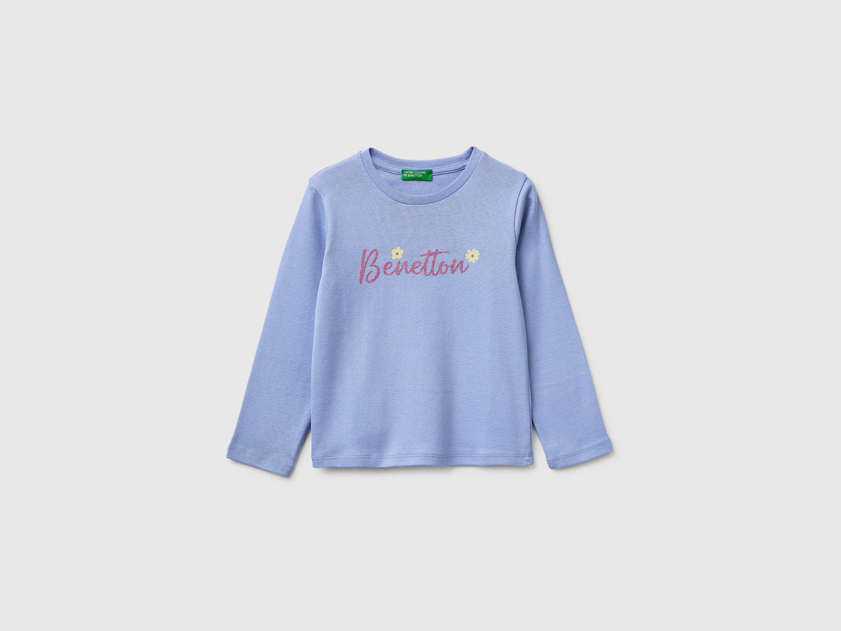 Maglietta con logo glitter in cotone bio