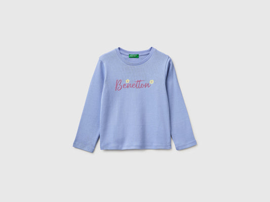 Maglietta con logo glitter in cotone bio