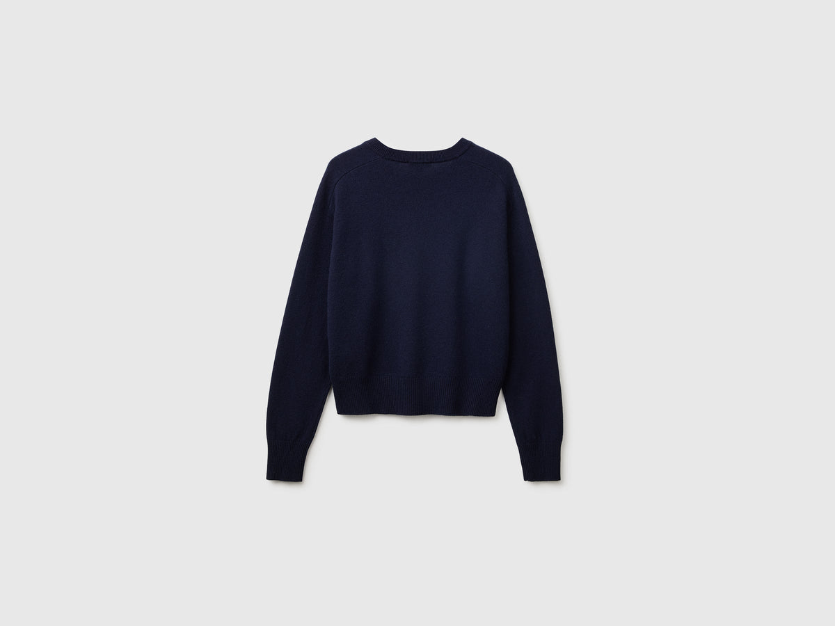 Maglia girocollo in misto cashmere