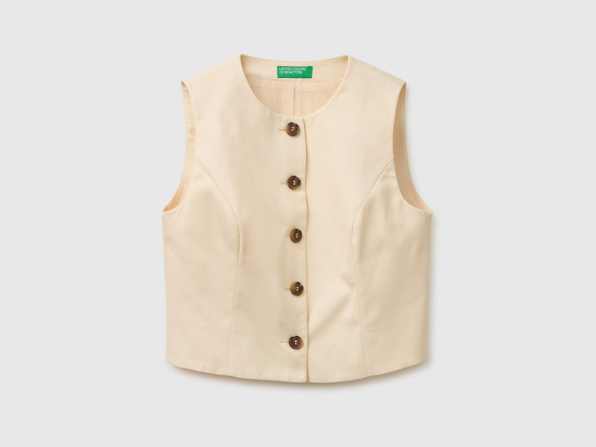 Gilet girocollo con bottoni