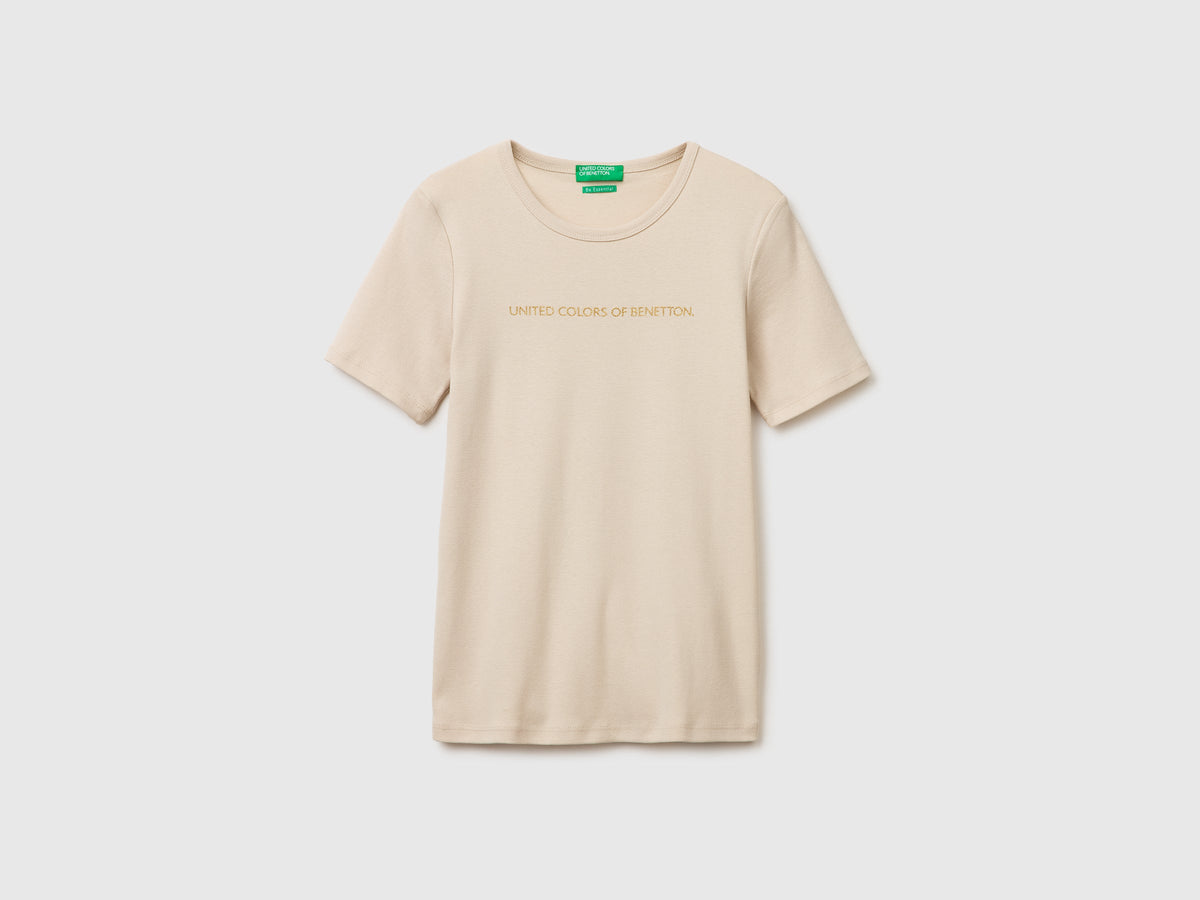 T-shirt manica corta con logo glitter