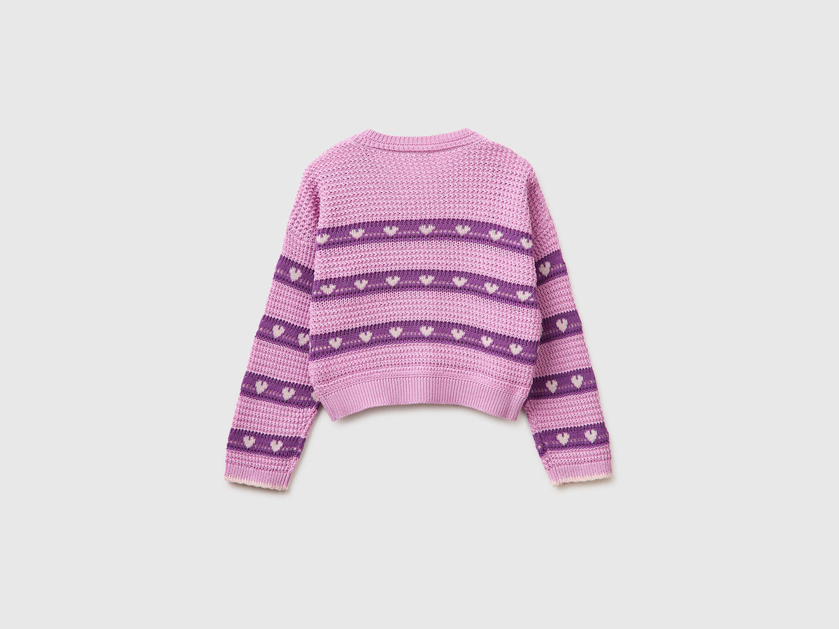 Maglia con righe e cuori