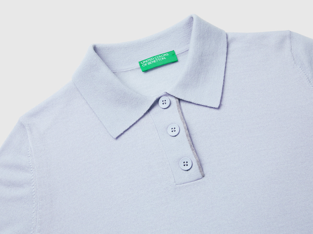 Maglia a polo 100% lana Merino
