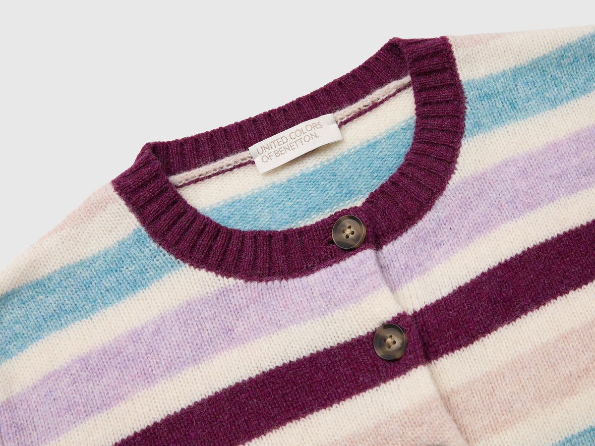 Cardigan a righe 100% lana Shetland