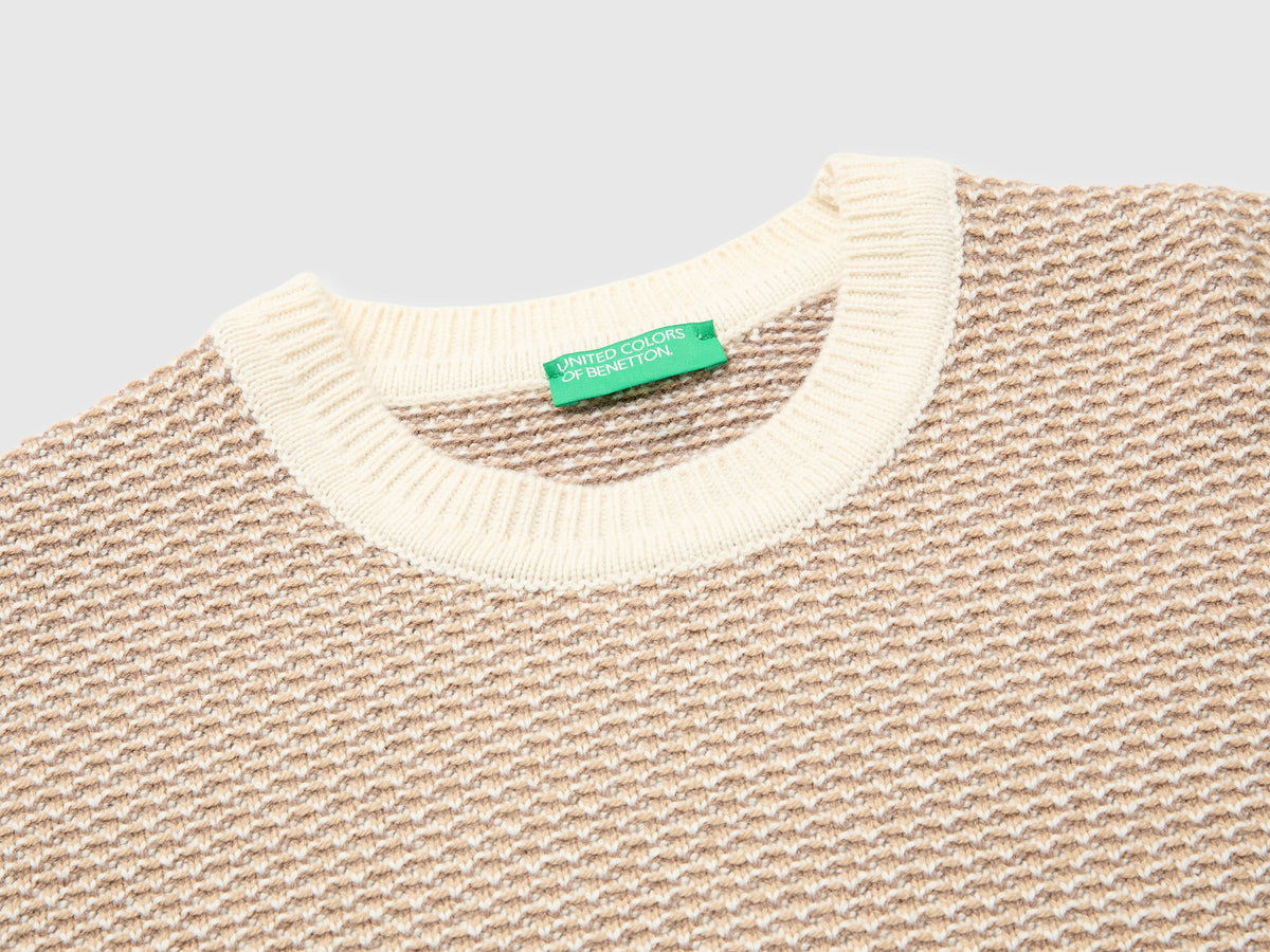 Maglia jacquard in misto lana e cotone