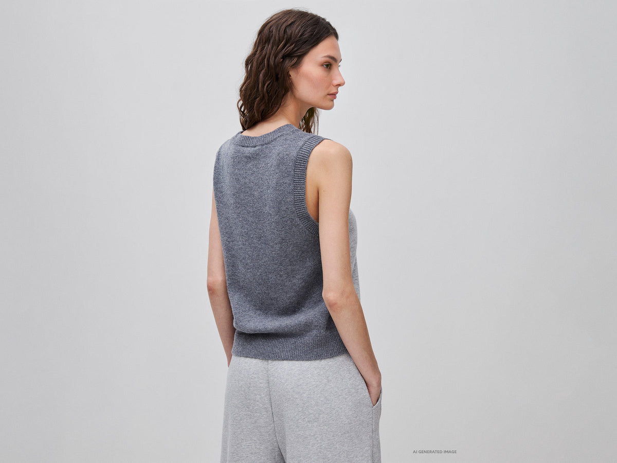Gilet in maglia color block 100% lana