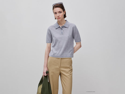 Maglia a polo 100% lana Merino