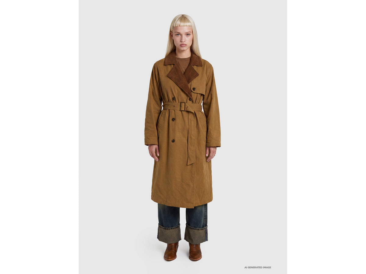 Trench con dettagli in velluto a coste