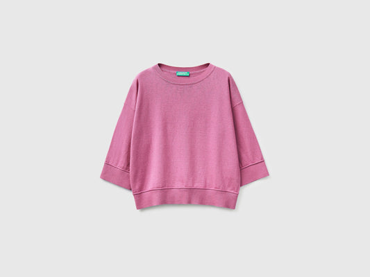 Maglia girocollo in cotone e lana