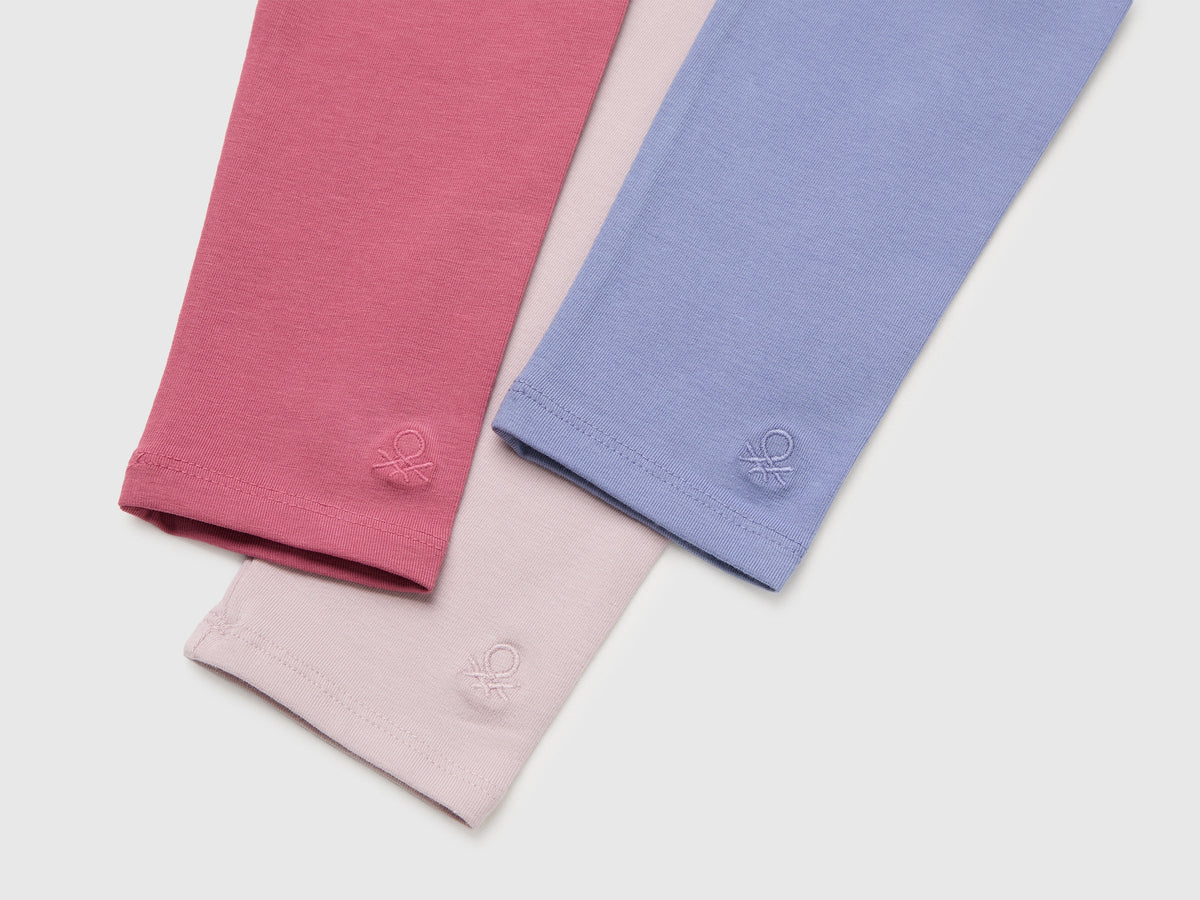 Tre leggings in cotone stretch