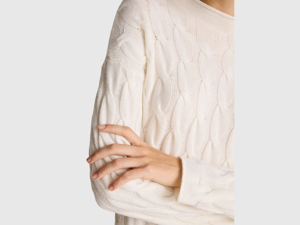 Maglia con trecce in misto cashmere