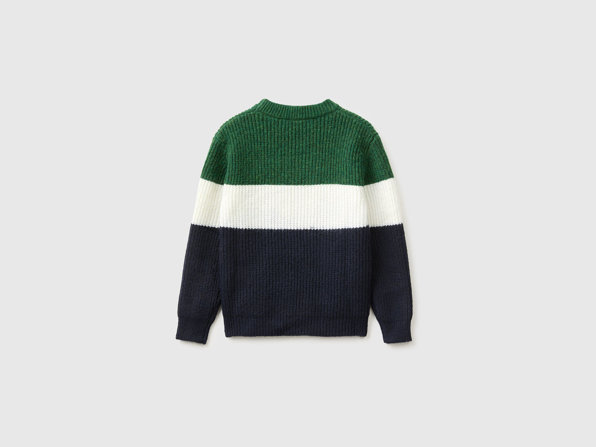 Maglia girocollo a righe in misto lana