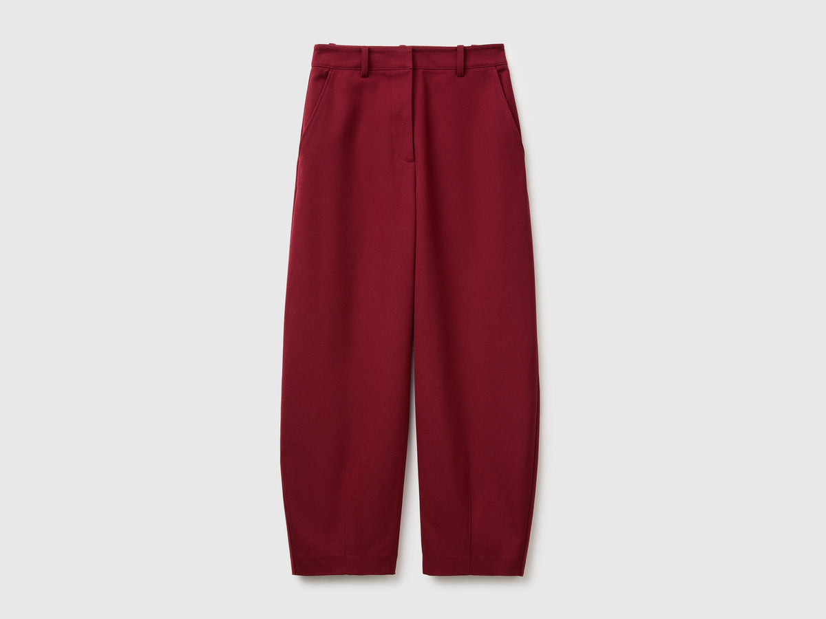 Pantaloni barrel fit in twill stretch