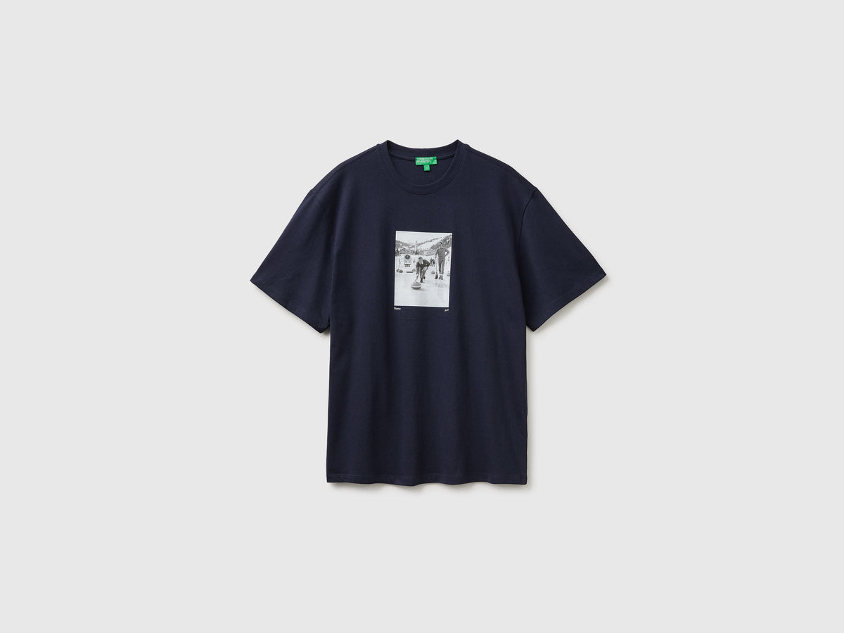 T-shirt relaxed fit con stampa in cotone bio