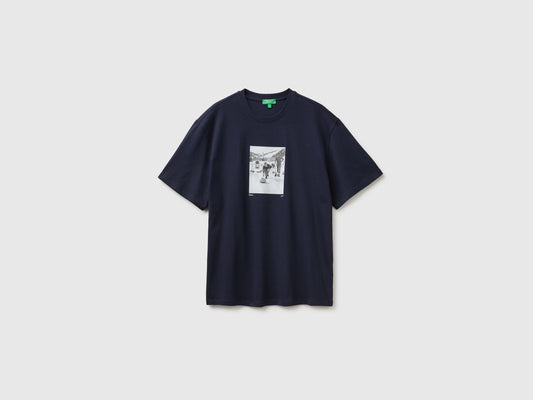 T-shirt relaxed fit con stampa in cotone bio