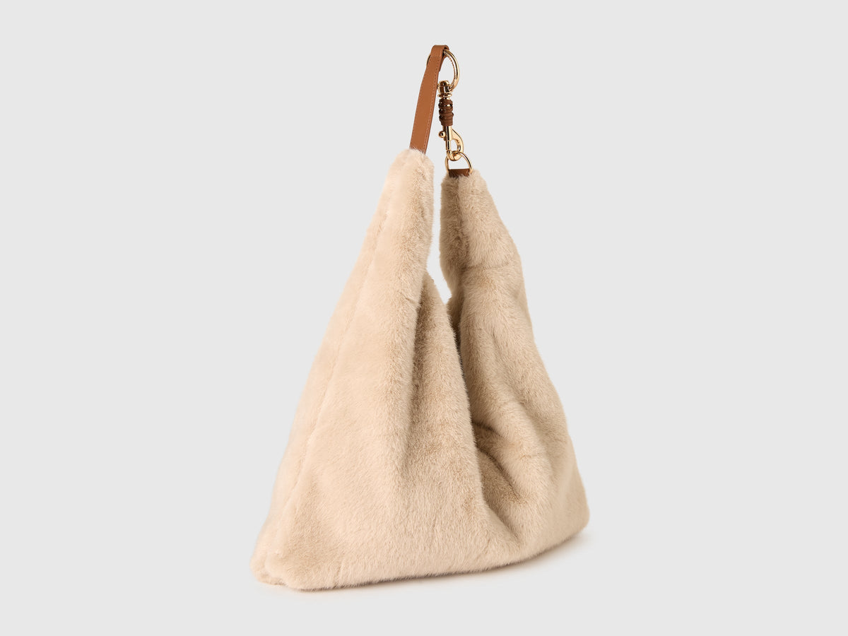 Borsa hobo in pelliccetta sintetica