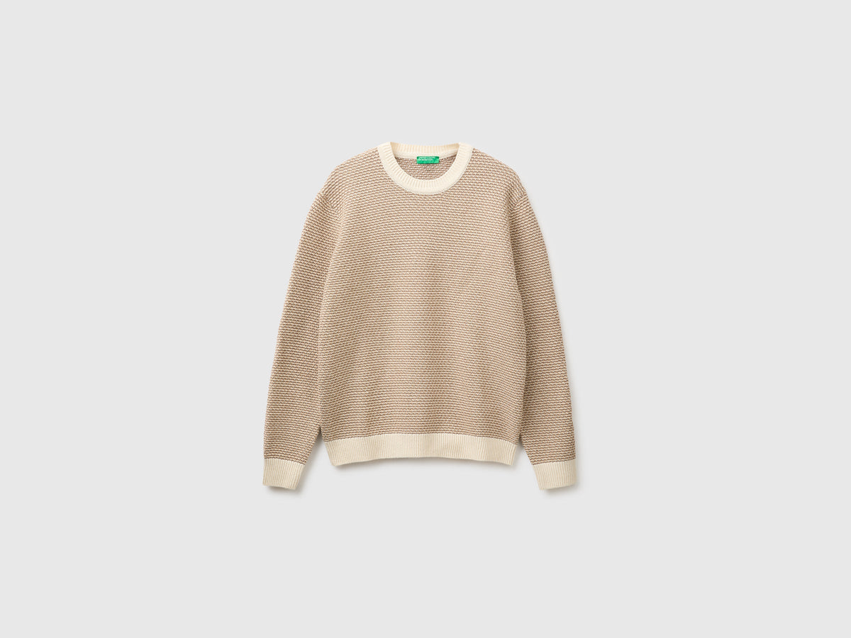 Maglia jacquard in misto lana e cotone