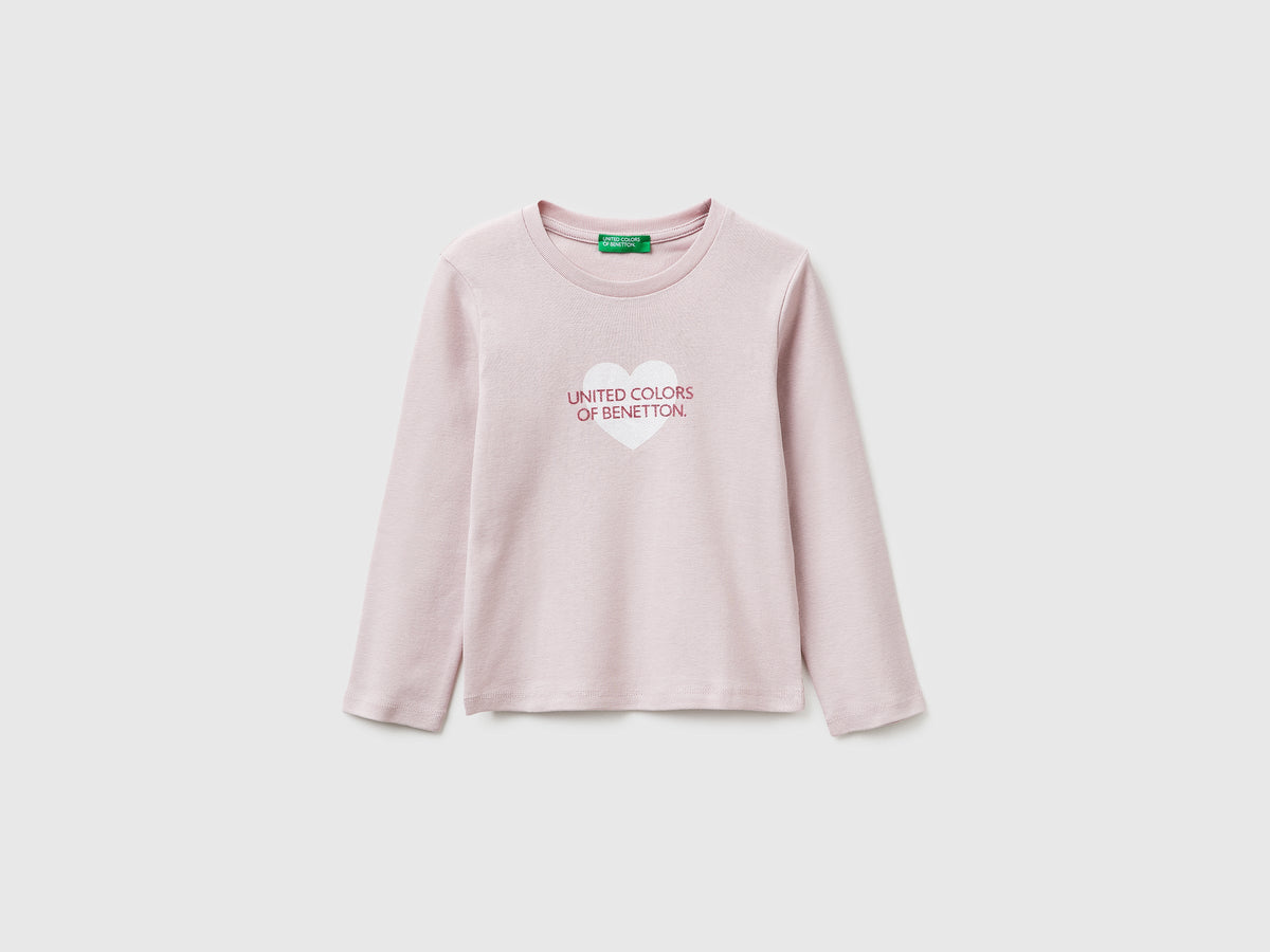 Maglietta con logo glitter in cotone bio