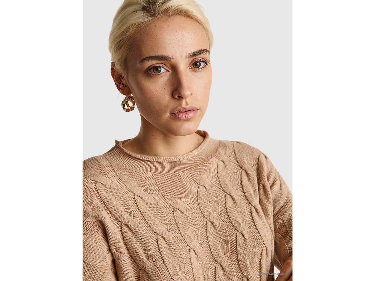 Maglia con trecce in misto cashmere