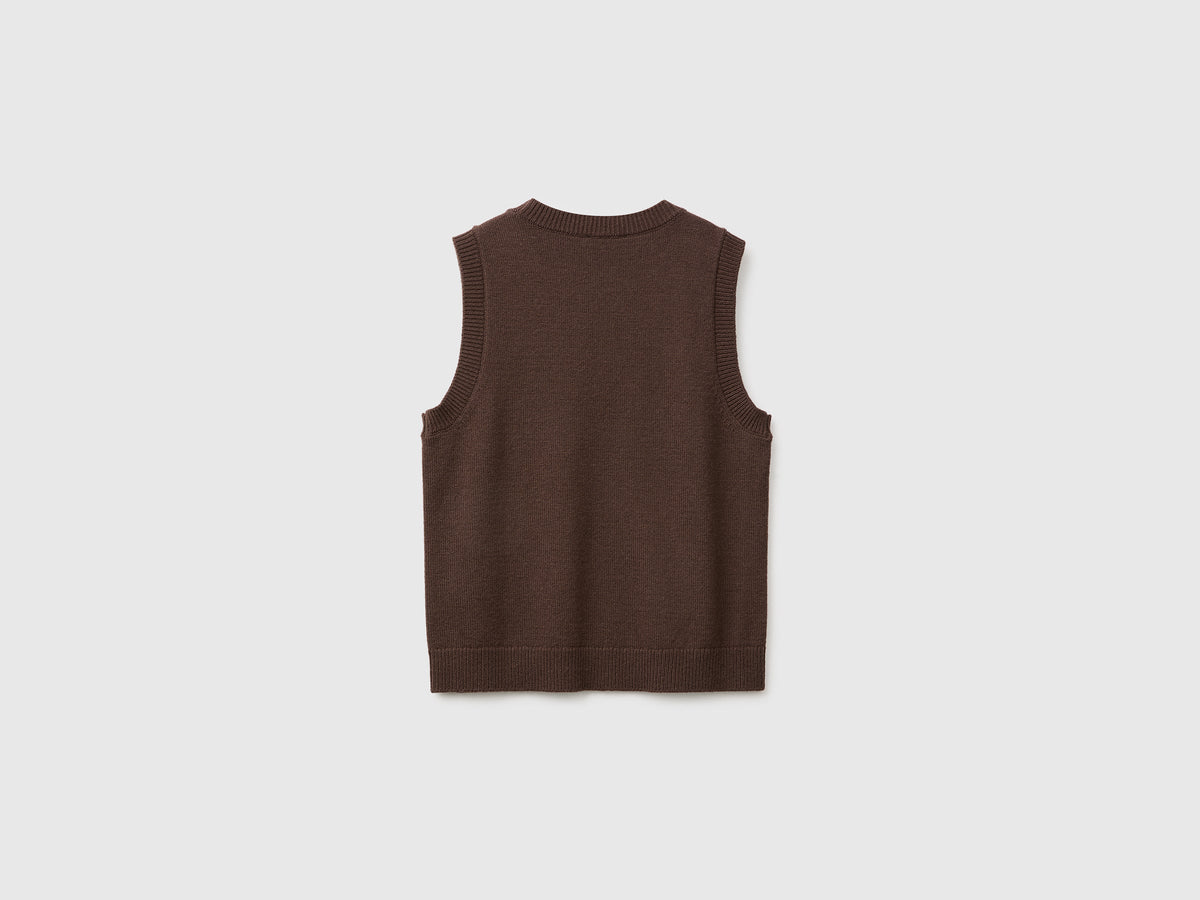 Gilet in maglia color block 100% lana