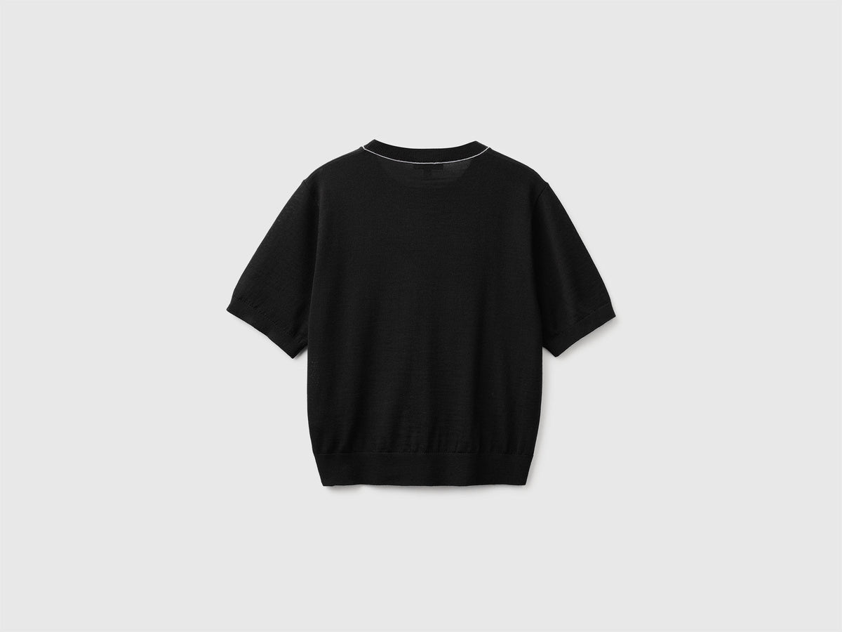 Maglia manica corta in pura lana Merino