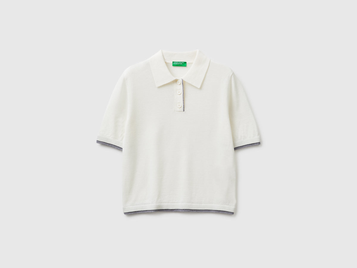 Maglia a polo 100% lana Merino