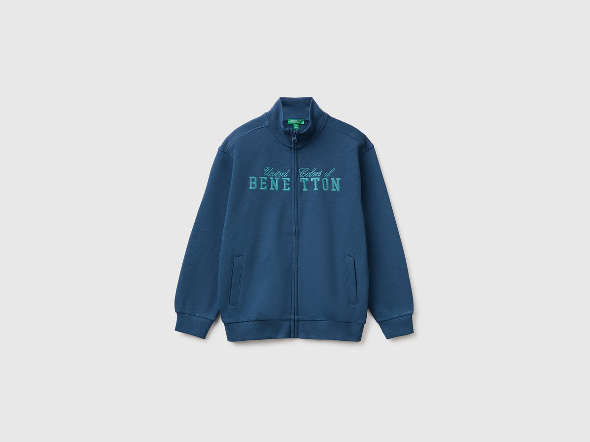 Felpa con zip 100% cotone