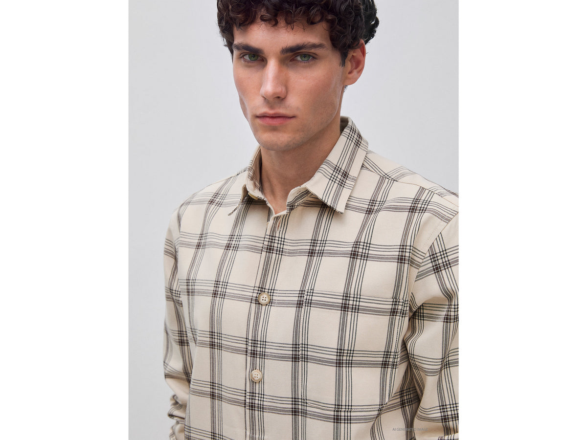 Camicia con taschino in lyocell e cotone