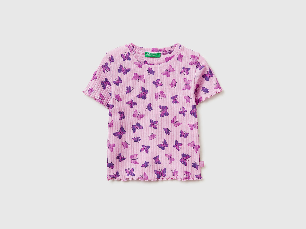 T-shirt stampata a costine