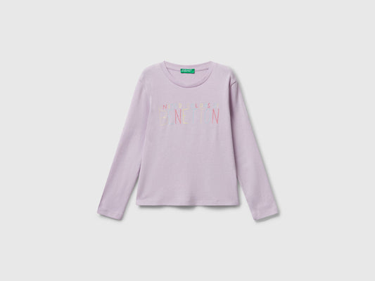 T-shirt con logo glitter in cotone