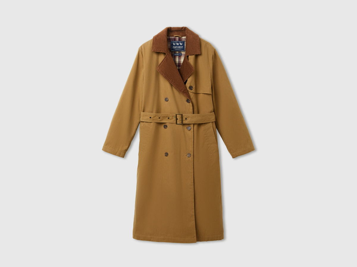 Trench con dettagli in velluto a coste