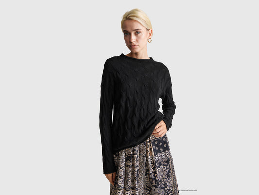 Maglia con trecce in misto cashmere