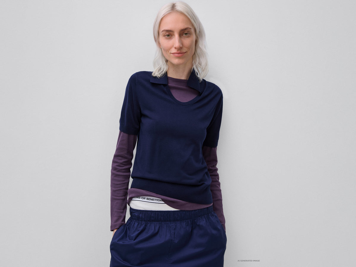 Maglia manica corta in misto seta