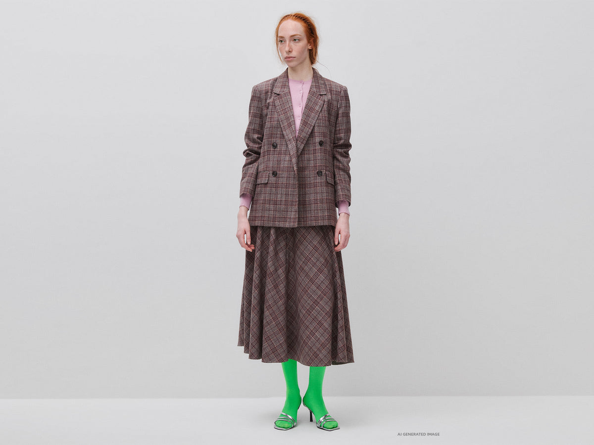 Blazer tartan doppiopetto in misto viscosa