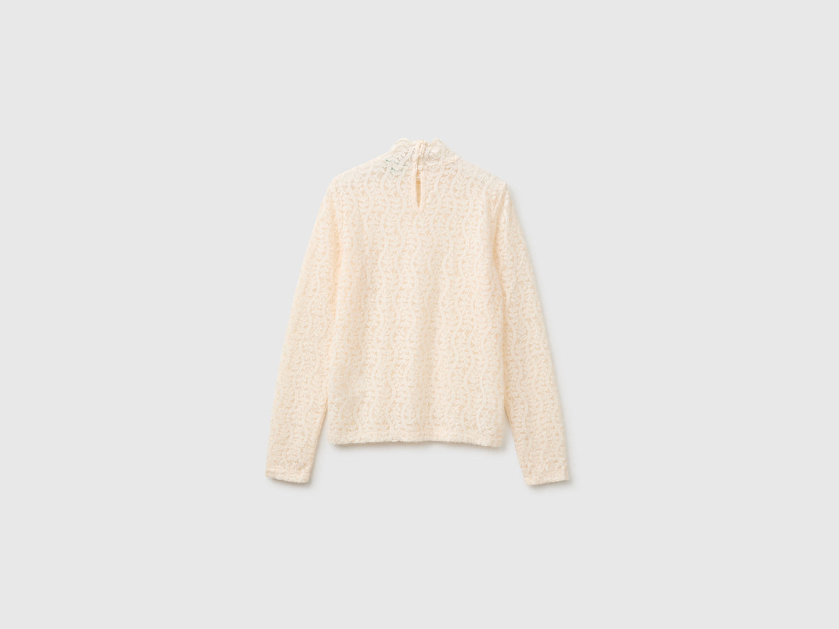 Blusa collo alto in pizzo