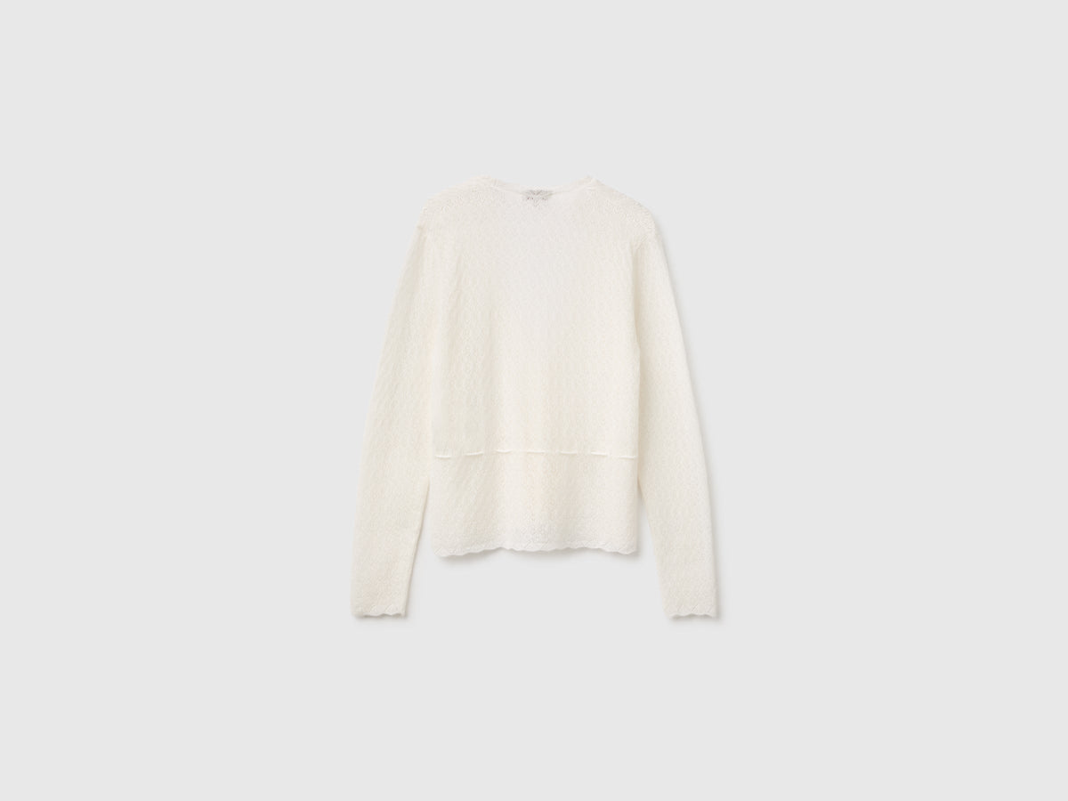 Cardigan traforato in misto lana ultralight