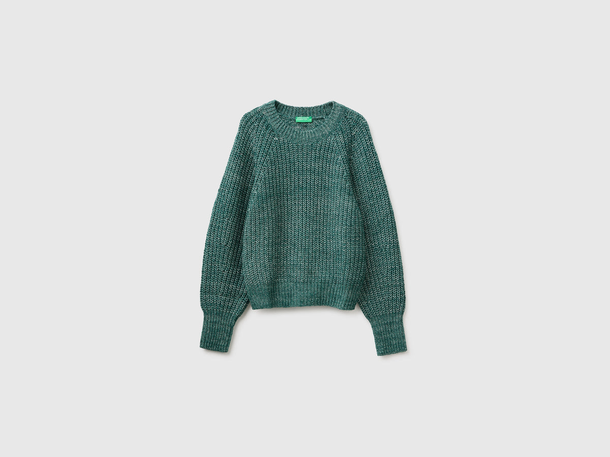 Maglia mélange in misto cotone e lana