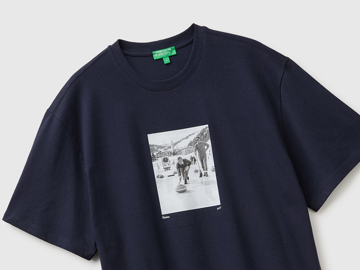 T-shirt relaxed fit con stampa in cotone bio