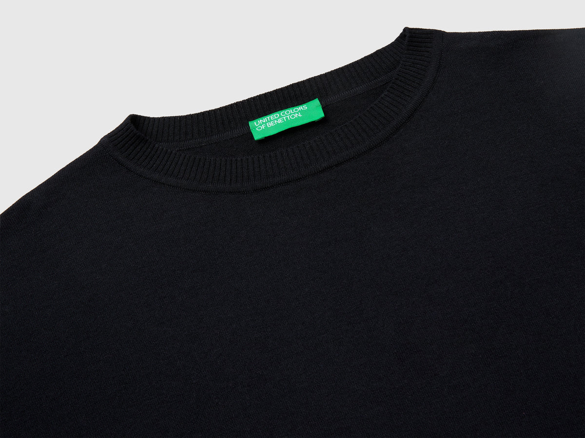 Maglia girocollo in cotone e lana