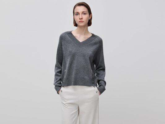 Maglia lavorata scollo a V